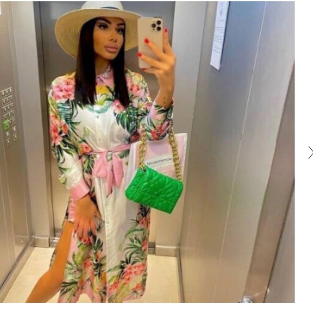 Zara tropical print shirt dress